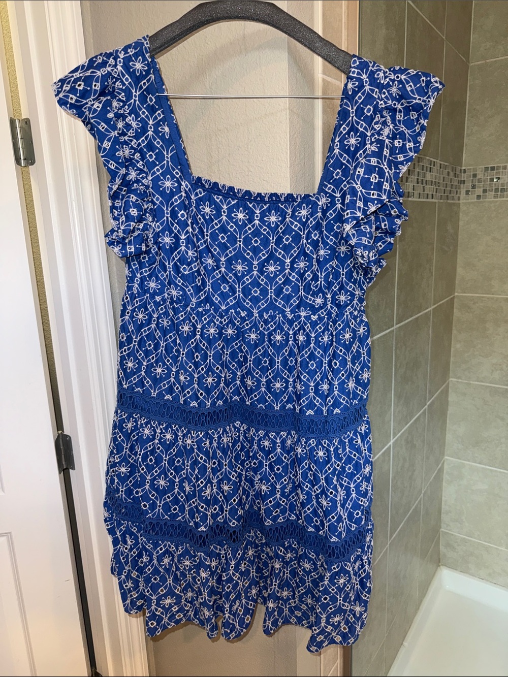 Lilly Pulitzer Morrie Ruffle Sleeve Dress Size 14 Blue Grotto Flutter